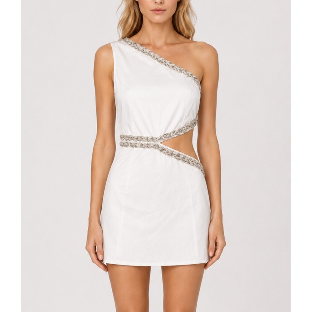 My Beachy Side One Shoulder Cutout Mini Dress White NWT - Small